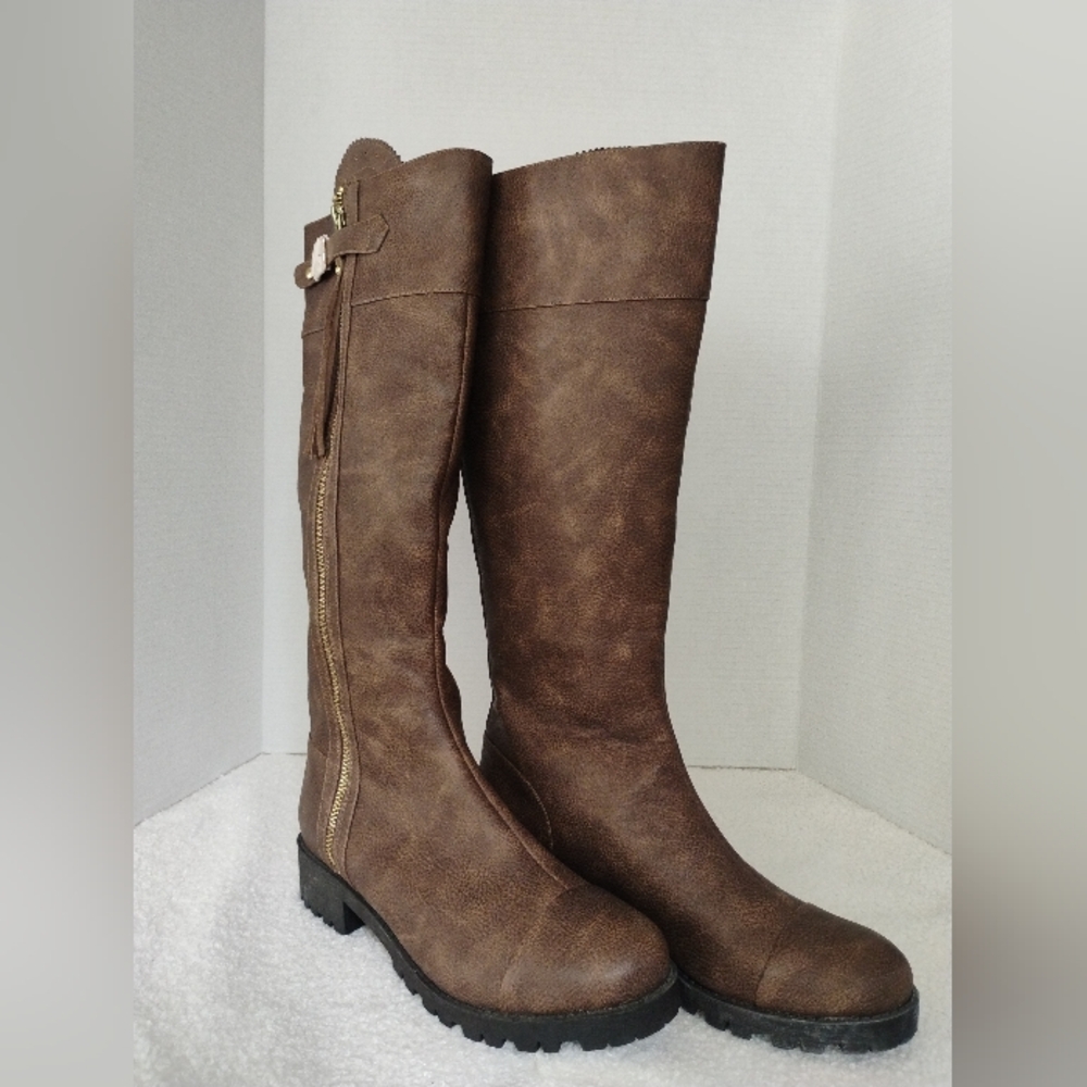 Western Brown Knee-High Riding Boots | Size 9 | Rustic Chic Style